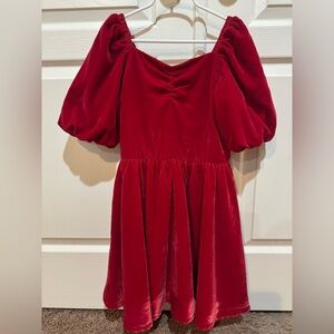 EUC. Janie and Jack Vibrant Red Velvet Dress Size 10